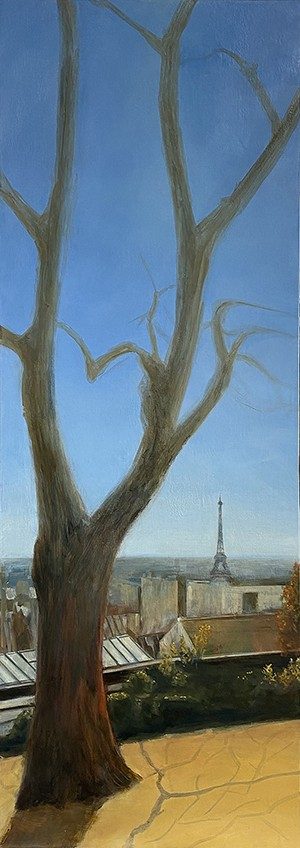 La tour Eiffel par un beau ciel bleu d'hiver