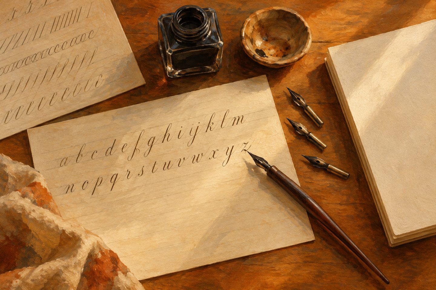 Marie Tiburce initie à la calligraphie anglaise